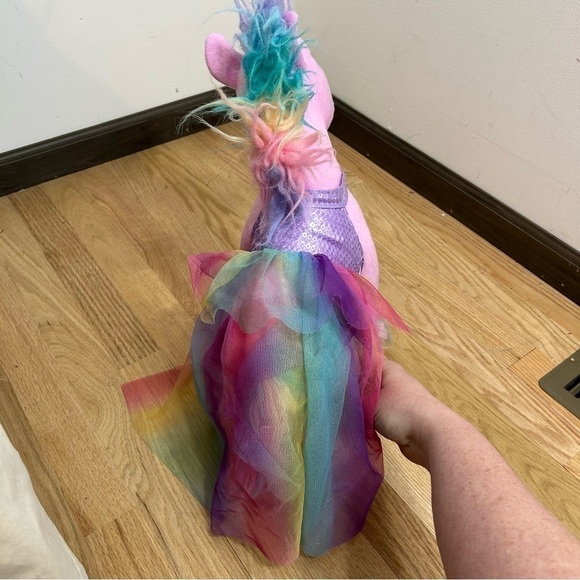 Build a Bear Rainbow Unicorn Plush W/ Sparkle Tulle Dress Stuffed Animal Purple - Picture 6 of 10